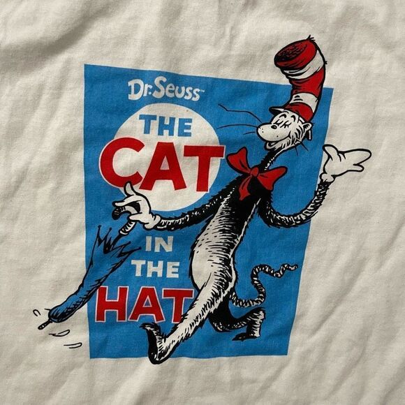 Dr. Suess Cat In The Hat Unisex Kid’s White Crewneck Short Sleeve Graphic Tee L - Picture 4 of 8
